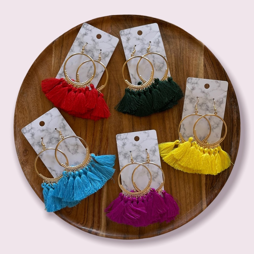 BUNDLE✨ Bohemian Hoop Tassel Earrings